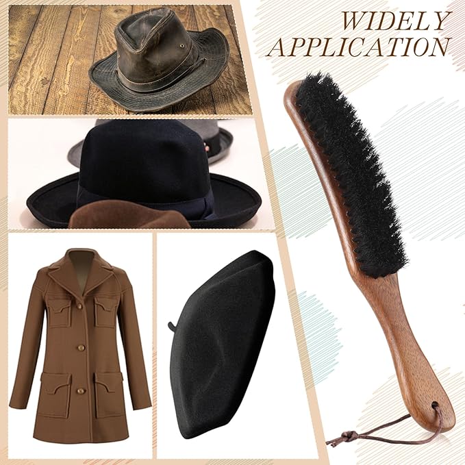 Patelai 2 Pcs Horsehair Felt Hat Brush Kit Lint Brush - Image 5