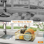 Dish Drying Rack Gold with Diatomaceous Earth 1 Tier, Large Capacity Space - Image 3