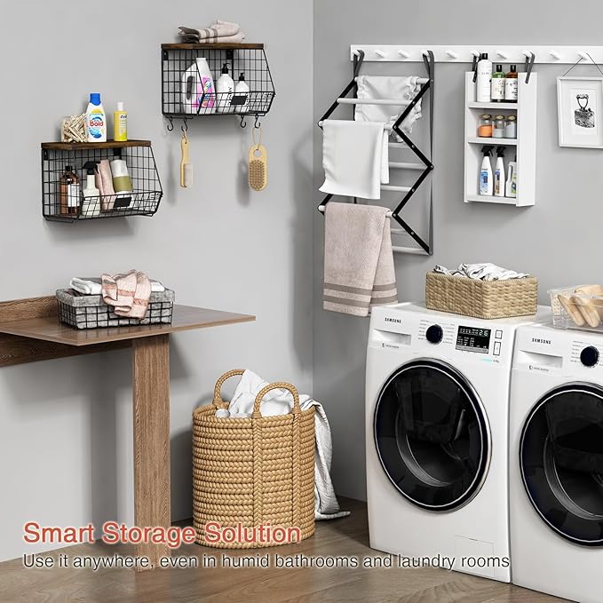 Hanging Wall Fruit Basket for Kitchen Counter 2 Pack, Stackable Wire Baskets - Image 5