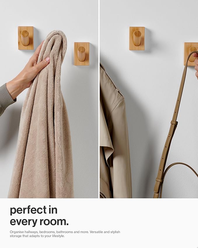 LARHN Wooden Wall Hooks, Wall Mounted Coat Hooks - Image 5