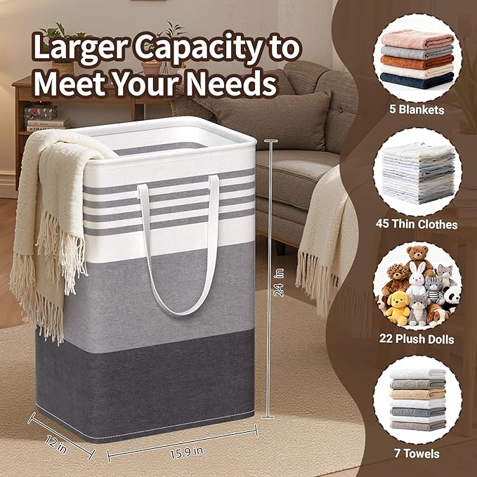 WOWBOX 2 Pack Laundry Hampers Baskets, Freestanding Dirty Clothes Hampers - Image 2