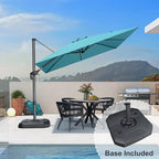 PURPLE LEAF Cantilever Umbrella with Base 9 Feet Patio Outdoor Aluminum Offset Umbrella with 360-degree Rotation for Garden Deck Pool Patio Turquoise Blue - Image 3