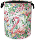 Watercolor Flamingo Laundry Hamper, Tropical Flower Leaves Clothes Hamper by Unknown