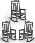 Ciokea Oversized Outdoor Rocking Chairs Set of 3, 380lbs Heavy-Duty Large Patio Rocker, High Back Cozy Porch Chairs, Weather Resistant Patio Rocking Chairs for Outside, Fire Pit, Deck, Dark Grey by CIOKEA