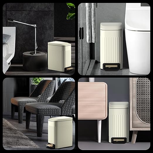 Small Bathroom Trash Can with Lid Soft Close-6L/1.6 Gal Slim Step Garbage - Image 6