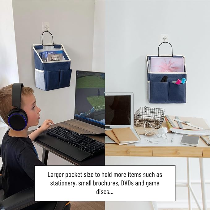 2pcs Wall Hanging Storage Bag, Small Door Closet Linen Fabric Pockets Organizer - Image 4