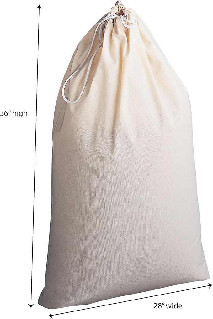 Household Essentials Cotton Laundry Bag, 100% Cotton, Drawstring Top - Image 2