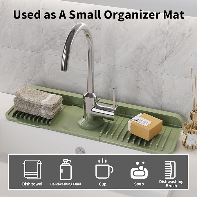 WAFT YEARN 17X5 Inch Silicone Durable Faucet Mat Kitchen Sink Splash Guard - Image 5