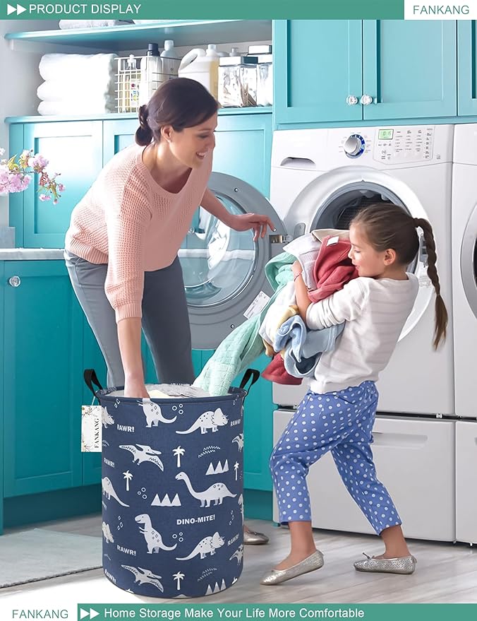 FANKANG Storage Basket, Nursery Hamper Canvas Laundry Basket Foldable - Image 5