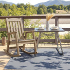 Devoko PP Material Rocking Chair Outdoor Indoor All Weather High Back Patio Rocker for Adult Heavy Duty Rocking Chair for Patio Backyard Porch Garden (Heavy Duty, Light Brown) - Image 2
