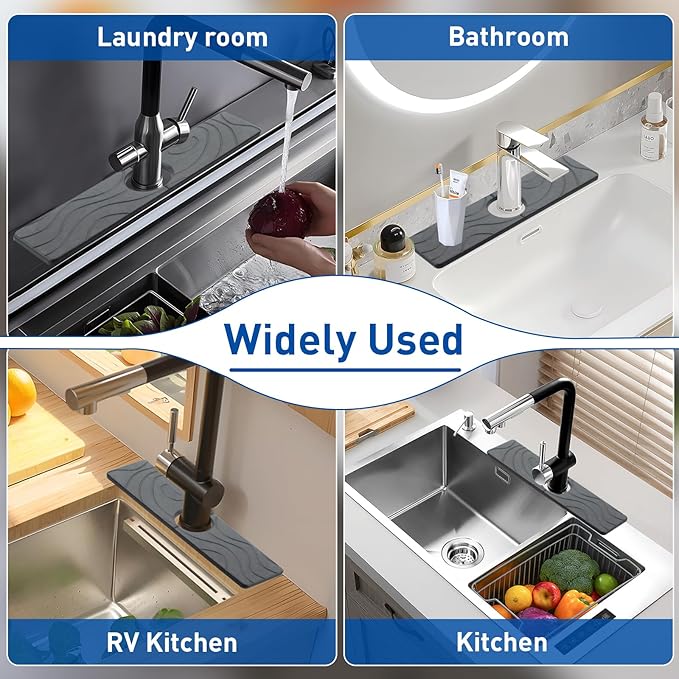 2 Pcs Faucet Mat for Kitchen Sink 15.74”×3.94” Diatomite Quick Dry Sink Splash - Image 6