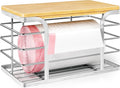 Trash Bag Holder with Bamboo Top, Wall Mount 304 Stainless Steel Garbage Bag by Stylstoreazy