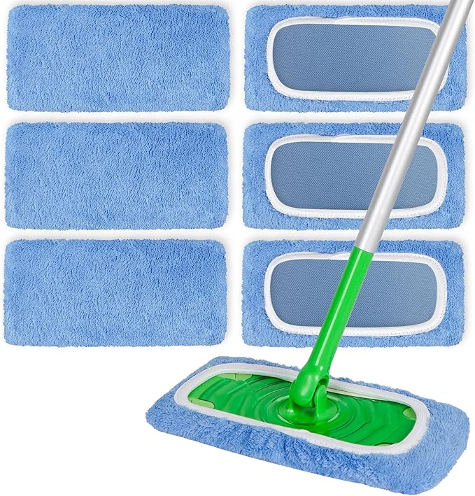 6 Pack Reusable Microfiber Mop Pads Compatible by ZEHRAI