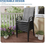 PIZZELLO Patio Chairs Set of 6 - Outdoor Stackable Dining Chairs for All Weather - Lightweight Textilene Outdoor Chair Sets with Armrests - 330Lbs Capacity - for Backyard Garden Porch Poolside (Grey) - Image 3