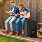 Greesum 100 Gallon Resin Deck Box Large Outdoor Storage with Cushions for Patio Furniture, Garden Tools, Pool Supplies, Weatherproof and UV Resistant, Lockable,Gray - Image 2