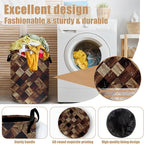 Wood Grain Laundry Basket, Foldable Tree Stump Laundry Hamper Tote Bag Dirty - Image 4