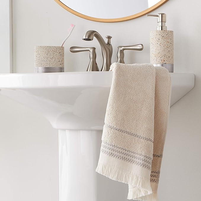 SKL Home Jude Fringe 100% Turkish Cotton Towel, Hand Towe Set, Taupe 2 Count - Image 5