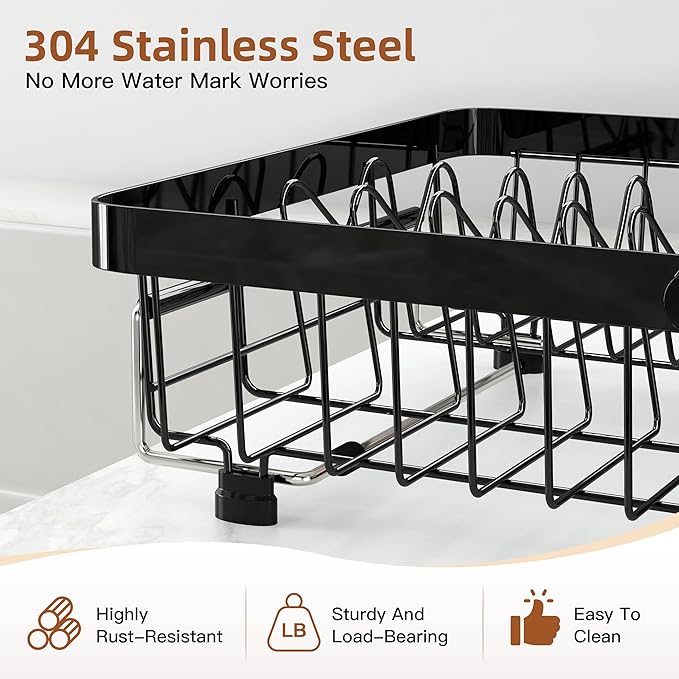 romision Expandable Dish Drying Rack Over The Sink Small Metal Stainless Steel - Image 5