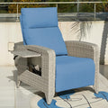 Upgraded Outdoor Recliner Chair, Reclining Patio Chairs with Adjustable Back up to 150°Lay Flat and Extended Footrest, Wicker Recliner Chairs with Flip Table and Removable Olefin Cushion by zzw