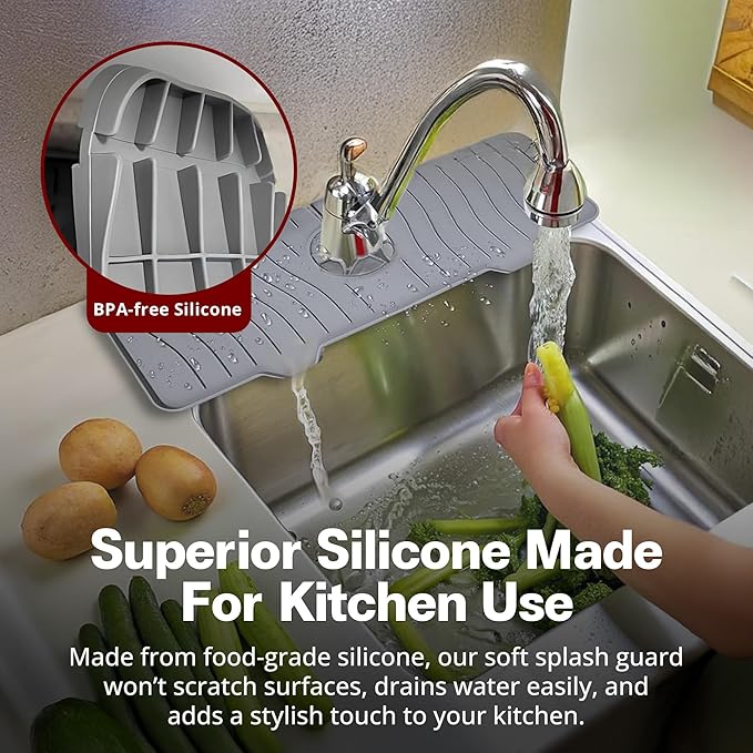Odrago Silicone Faucet Mat, Countertop and Kitchen Sink Splash Guard, Anti-Slip - Image 7