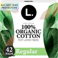 L. Ultra Thin Pads for Women, Organic Cotton Top Layer, Regular Absorbency by L