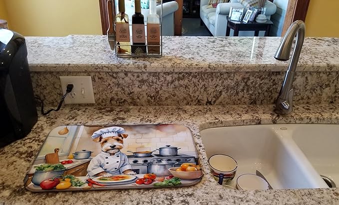 Caroline's Treasures DAC6250DDM Fox Terrier The Chef Dish Drying Mat Absorbent - Image 2