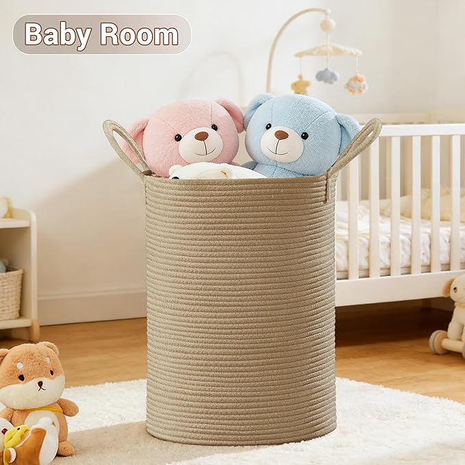 Tall Laundry Basket with Handles, 100L Portable Dirty Clothes Hamper, Boho - Image 4