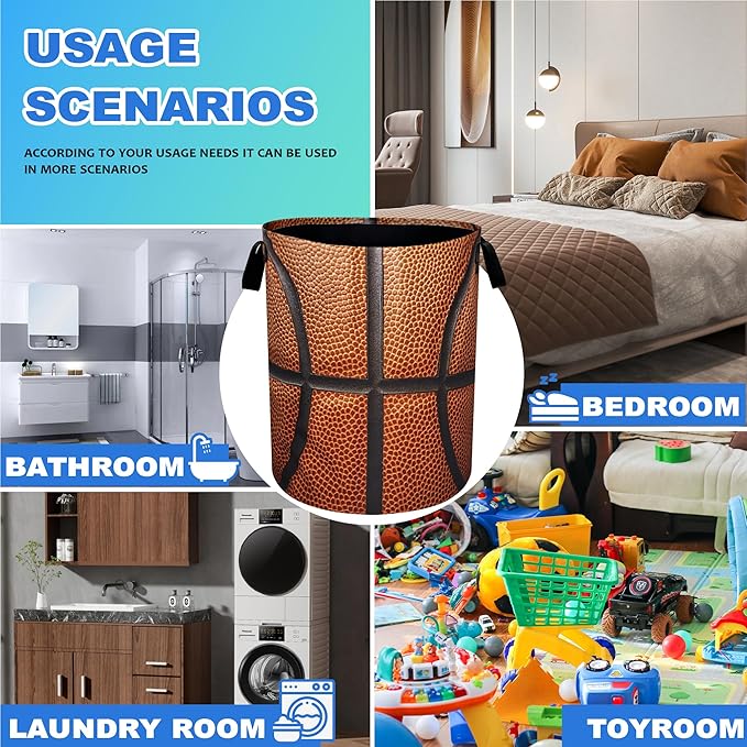 Basketball Laundry Basket Ball Texture Oxford Cloth Laundry Hamper - Image 3