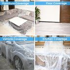 Dirt Defence Plastic Drop Cloth, 9x12 Ft 10 Pack Plastic Sheeting - Image 2