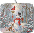 Winter Snowman Dish Drying Mat for Kitchen Counter Red Bird Berry Dishes by Giwawa