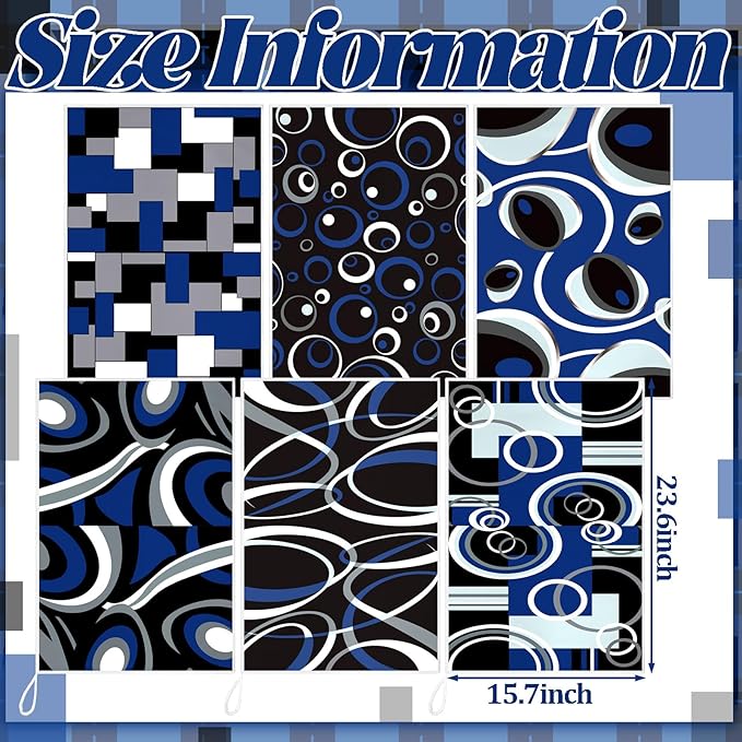 Boyiee Set of 6 Black Gray Blue Kitchen Towels Modern Geometric Dish Hand - Image 4