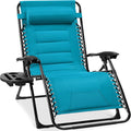 Best Choice Products Oversized Padded Zero Gravity Chair, Folding Outdoor Patio Recliner, XL Anti Gravity Lounger for Backyard w/Headrest, Cup Holder, Side Tray, Polyester Mesh - Aqua Blue by BestChoiceProducts