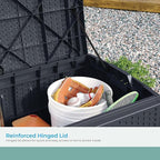 Suncast Outdoor Storage Box - 73 Gallon Cyberspace Resin Wicker Deck Box with Lockable Lid, Outdoor Storage Bin for Patio Cushions, Shoes, Pool & Garden Gear, Made in USA - Image 6