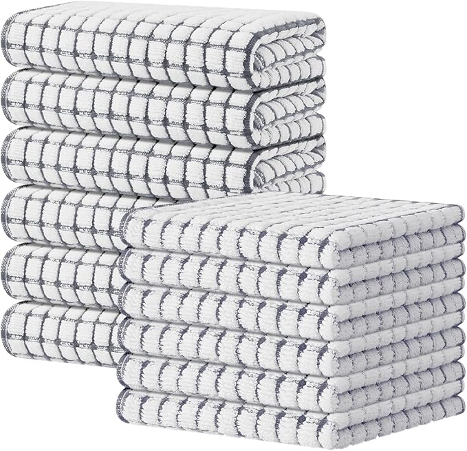 Kitinjoy Cotton 12 Pack Kitchen Towels and Dishcloths Sets, 16 x 25 Inch & 12 X by Kitinjoy