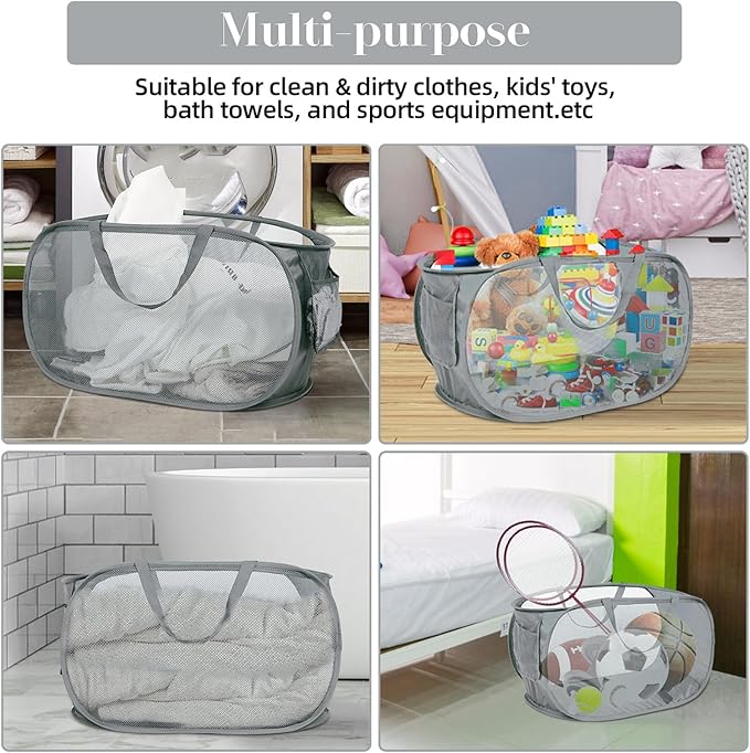 3 Pack Collapsible Laundry Baskets, Foldable Laundry Basket - Image 7