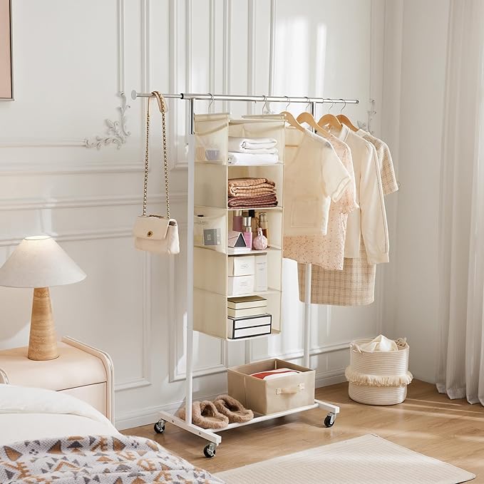 MAX Houser 5 Shelf Hanging Closet Organizer, Space Saver, Cloth Hanging Shelves - Image 2