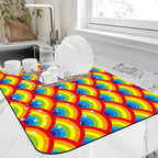 Kitchen Mat Rainbow Half Circle Star Dish Drying Mat 12"x19" Bsorbent Coffee by Unknown