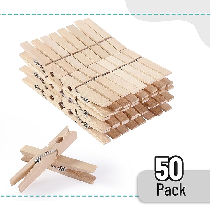 Mr. Pen- Wooden Clothes Pins, Large Natural Wood, 50 Pack, 2.9 Inch, Rust - Image 2