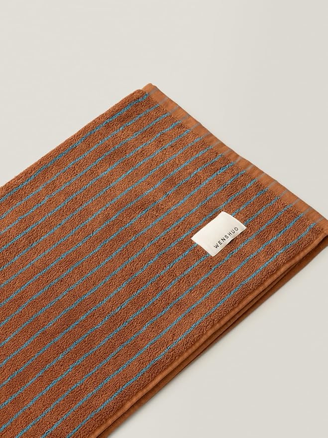 WENSHUO Fluffy Caramel-Striped Pure Cotton Bath Towel, 100% Combed Cotton by WENSHUO