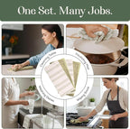 MosJos Kitchen Towels, Cotton Hand Towels, Sage Green and Cream Ribbed - Image 5