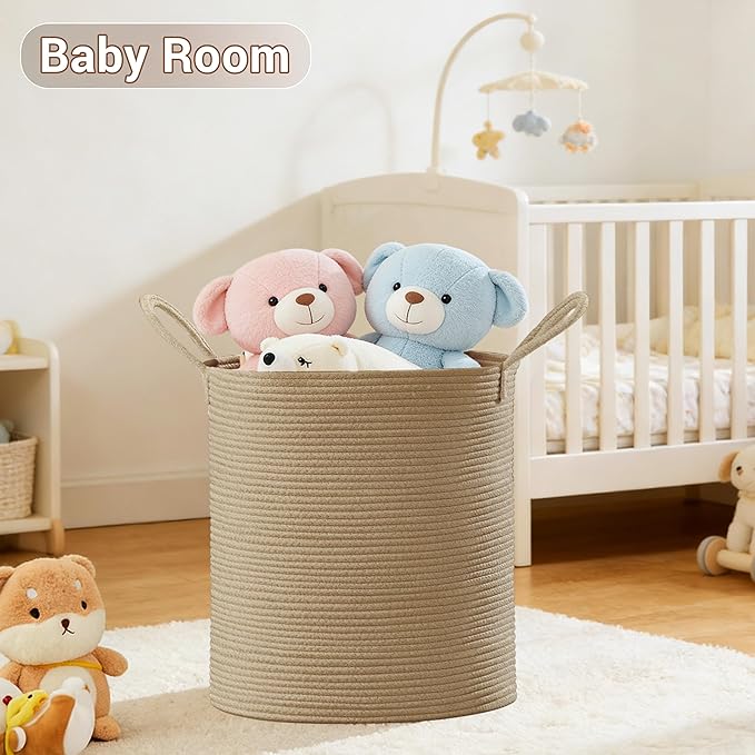 Tall Laundry Basket with Handles, 88L Portable Dirty Clothes Hamper, Boho - Image 4