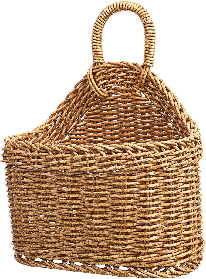 Woven Hanging Storage Basket for Kitchen 9.64X7.48X3.93In Rattan Wall Basket by UKCOCO%EF%BC%9ALightupabetterhome