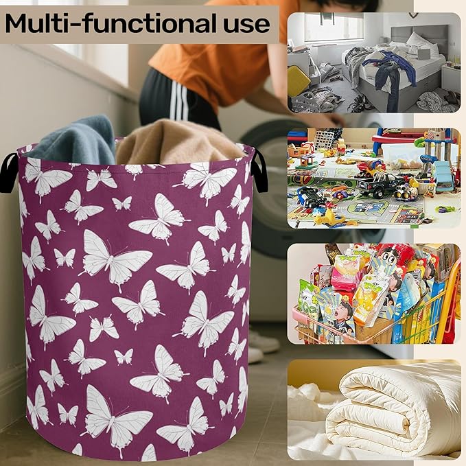 Purple Butterfly Silhouette Laundry Basket - Image 6