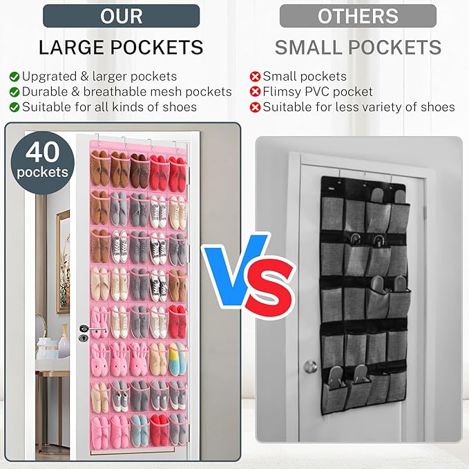 40-Pocket Over the Door Shoe Organizer - Image 2