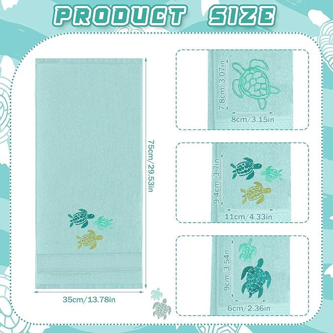3 Pack Sea Turtle Coastal Hand Towels - Image 2