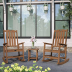 Oversized Rocking Chair Set of 4, Outdoor Rocking Chair for Adults, All Weather Resistant Porch Rocker for Lawn Garden, Wood - Image 2