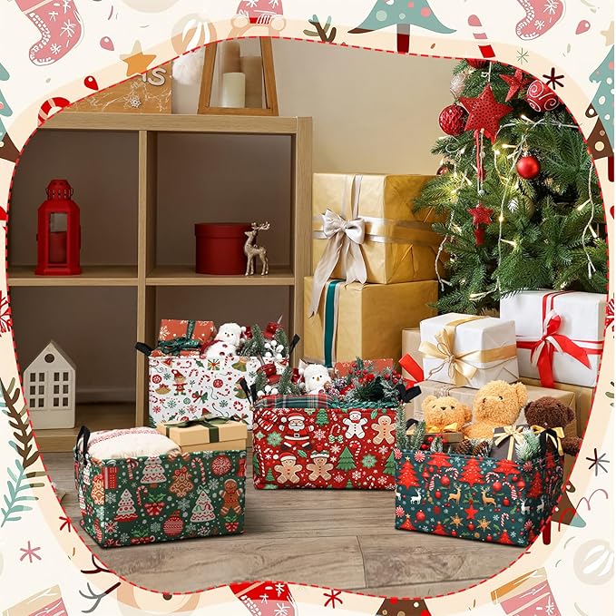 4 Pack Christmas Storage Bin Collapsible Large Christmas Storage Baskets - Image 6