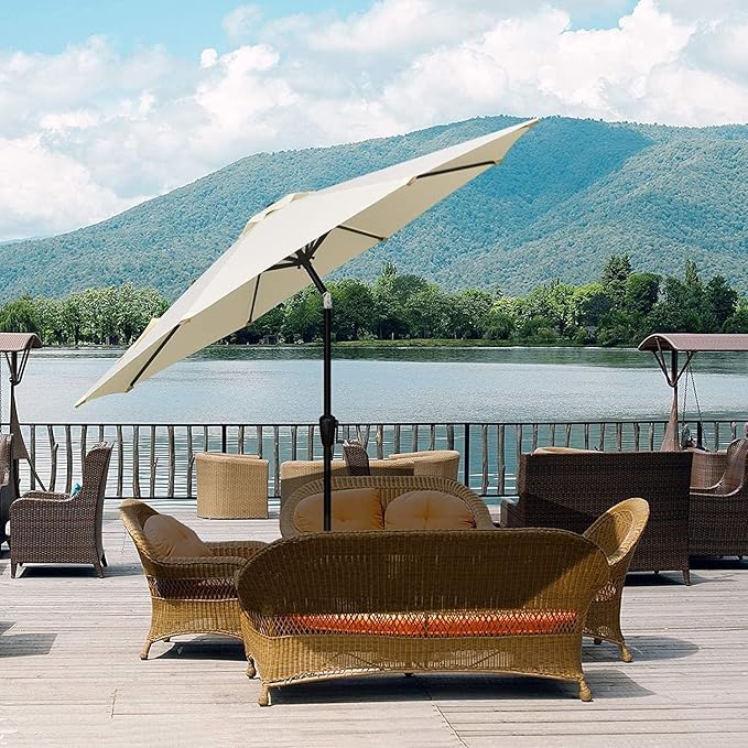 Simple Deluxe 9' Patio Umbrella Outdoor Table Market Yard Umbrella with Push Button Tilt/Crank - Image 6