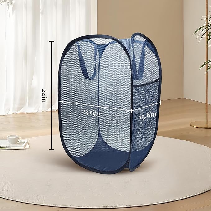 The upgraded pop-up laundry basket features a breathable side pocket mesh design - Image 2
