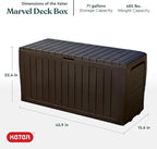 Keter Marvel Plus 71 Gallon Resin Outdoor Storage Box for Patio, Balcony & Garden – Weather‑Resistant Deck Box for Cushions, Pillows, Pool Floats & Tools, Brown - Image 2